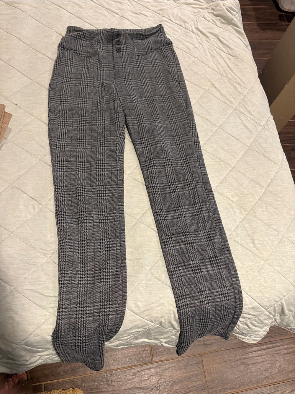 HALARA Gray Plaid High-Waist Women's Pants